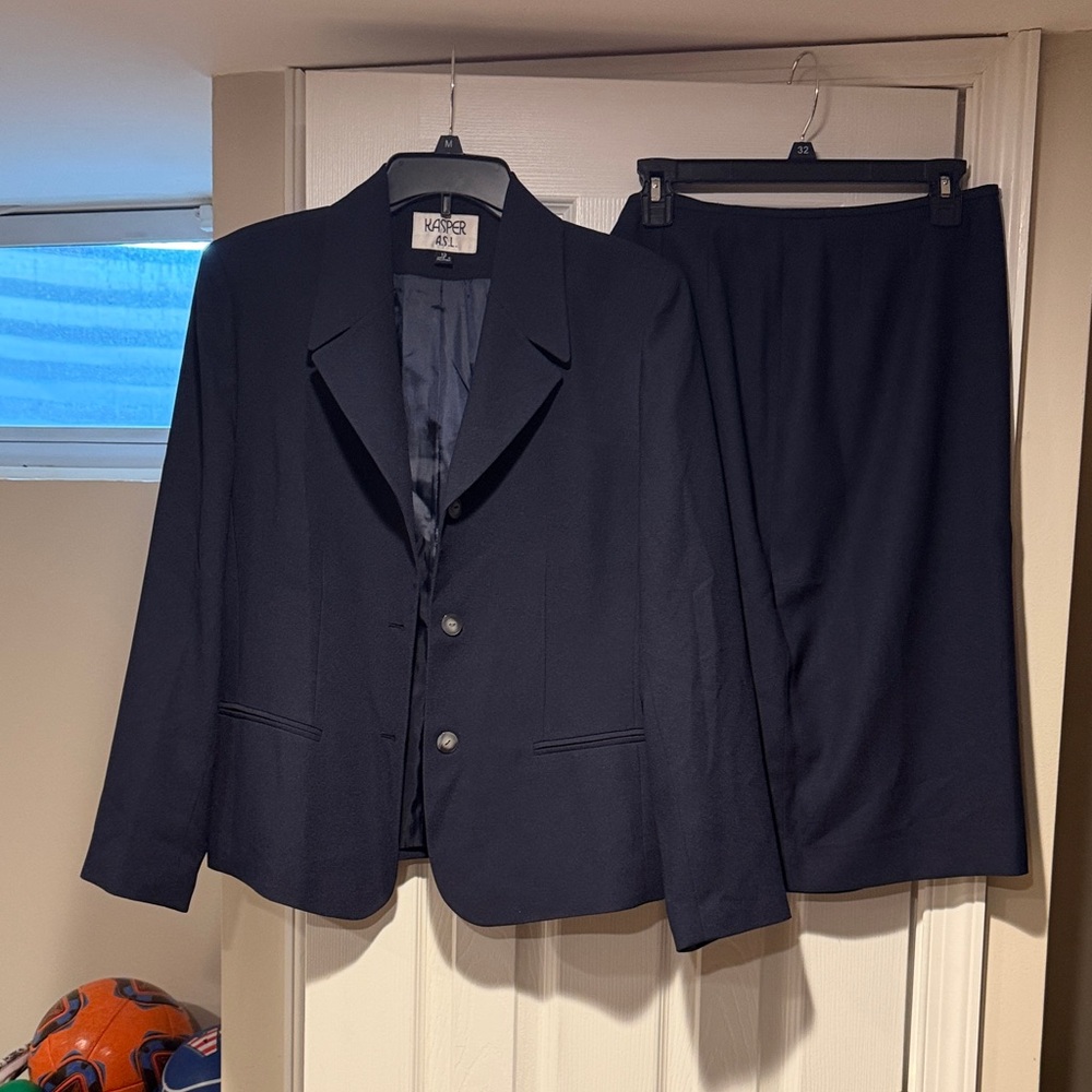 Kasper Navy Blazer and Skirt Ensemble